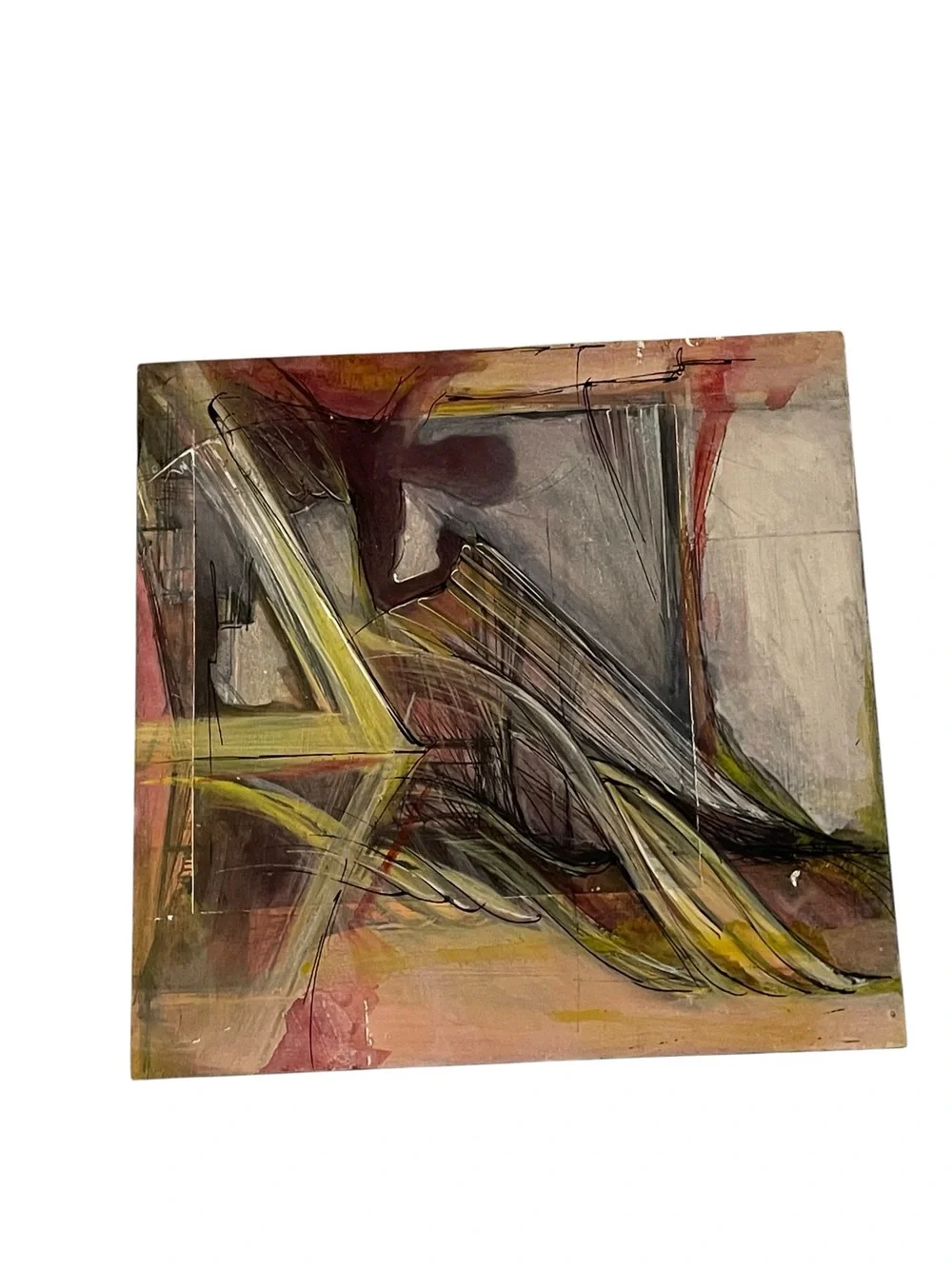 Abstract Mixed Media Painting on Wood Panel 12x12 Modern Original Wall Art